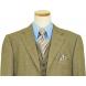 Bertolini Olive With Dark Olive / Light Blue Windowpanes Wool & Silk Vested Suit 76705
